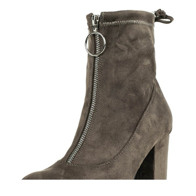 Zielone botki na słupku Lior - Obuwie