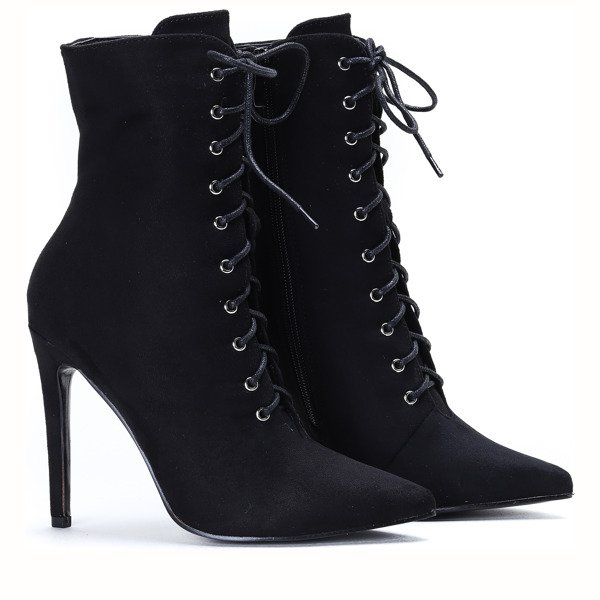 Czarne botki na szpilce Maliah - Obuwie