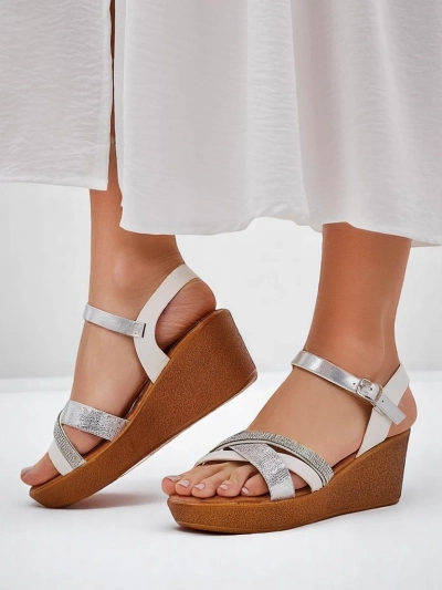 Royalfashion Dámske wedge sandále s rhinestones a trblietkami Glittera