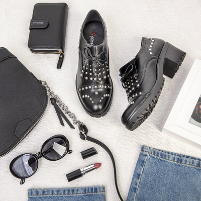 Čierne poltopánky na hrubom stĺpiku Colorado - Obuv