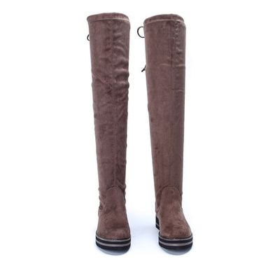 Brązowe kozaki na platformie Emily - Obuwie