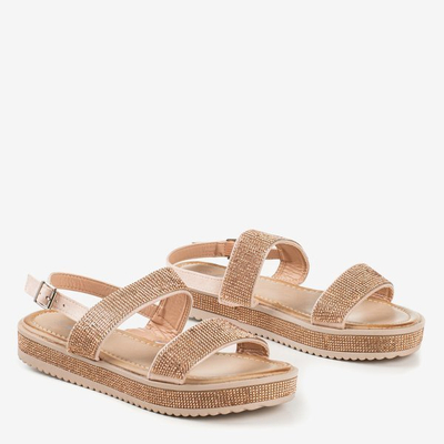 Růžové zlato dámské sandály se zirkony Arella - Footwear 1