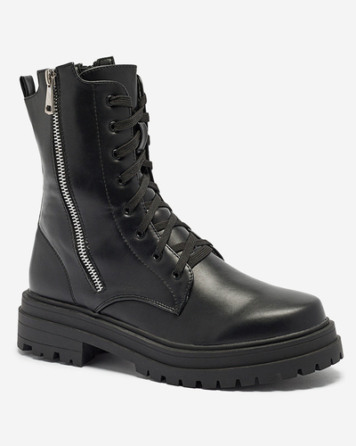 Čierne dámske bagger čižmy s plochou podrážkou Fetisa - Obuv