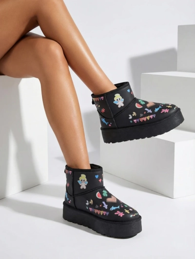 Royalfashion Krátke snehové topánky pre ženy so štýlom obuvi s nálepkami Hanaga