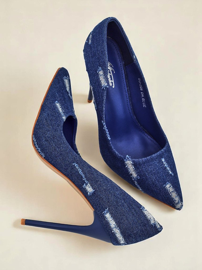 Royalfashion Dámske lodičky na ihlovom podpätku Denim Chic