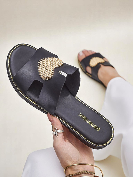 Royalfashion Dámske žabky so srdcom Zlaté srdce