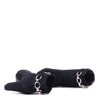 Czarne botki z łańcuszkiem Jolie - Obuwie