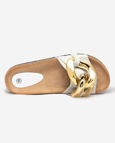 Dámske biele papuče so zdobením Sofig-Footwear