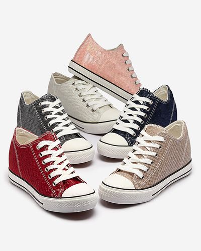 Zlaté dámske tenisky na skrytej kotve s lesklou niťou Seggat- Obuv