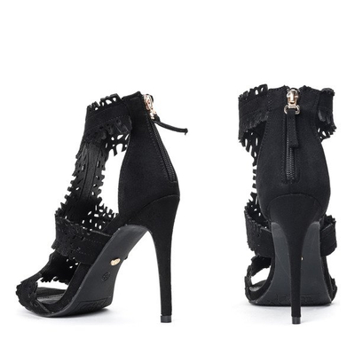 Czarne sandały na szpilce Biona - Obuwie