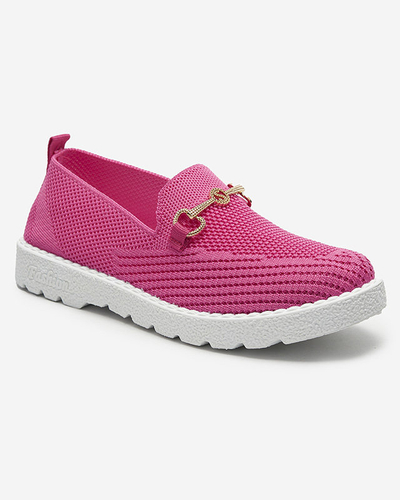 Fuchsiové dámske slip on tenisky so zlatým zdobením Enelida - Obuv
