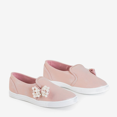 Svetloružové detské tenisky s mašľou Malasio - Obuv