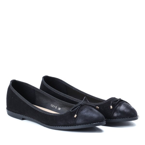 Czarne baleriny z kokardką Mia - Obuwie