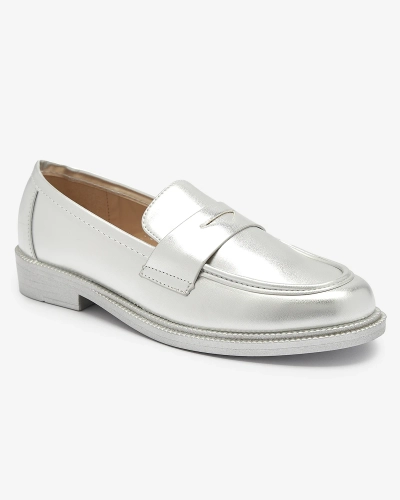 Strieborné dámske mokasíny z ekokože Zibom- Obuv