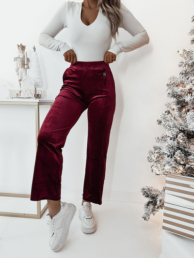 Royalfashion Tmavohnedé manšestrové nohavice pre ženy
