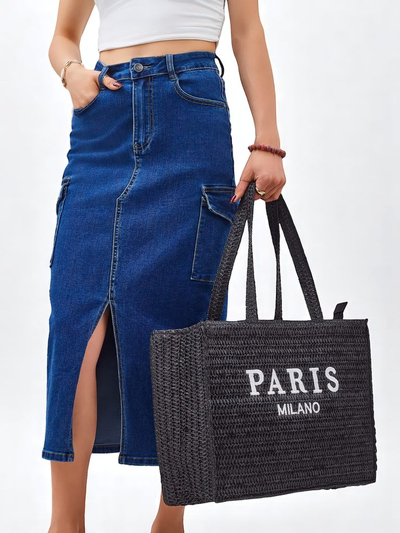 Royalfashion Veľká Slamená Dámska Taška Paris Milano Veľká
