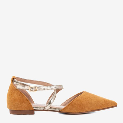 Hnedé dámske baleríny s plochým podpätkom od Vosia - Obuv