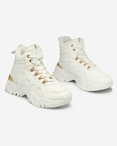 OUTLET Biele snehové čižmy z ekokože Vetorr- Obuv