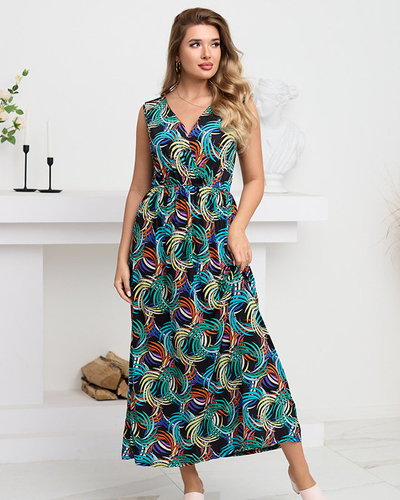 Dámske maxi šaty so zeleným vzorom. Oblečenie