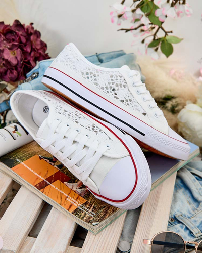 Aurelia Bianco - Odprte bele superge Royalfashion iz tkanine, velikost 40