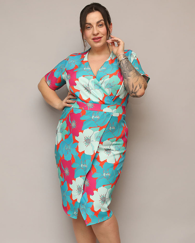 Royalfashion Dámske šaty z kvetinovej látky PLUS SIZE