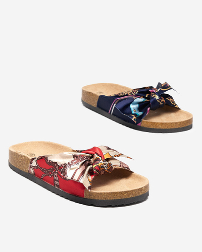 Červené dámske papuče s módnym látkovým zvrškom Laneso - Footwear
