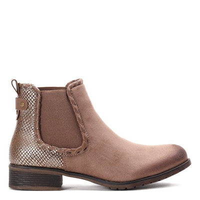 Brązowe sztyblety ze zwierzęcym tłoczeniem Georgette - Obuwie