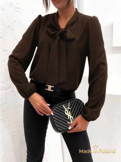 Bluza Athena Temno Rjava z Ovratnikom