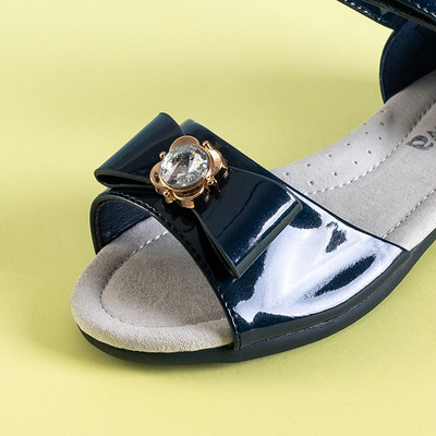 OUTLET Detské sandále tmavomodré s mašľou Albina - Obuv