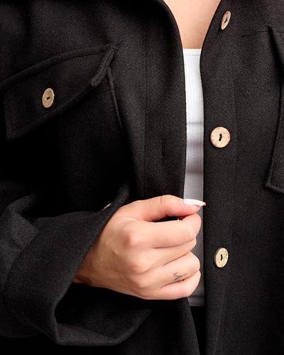 Oversized čierna košeľa dámska bunda - Oblečenie