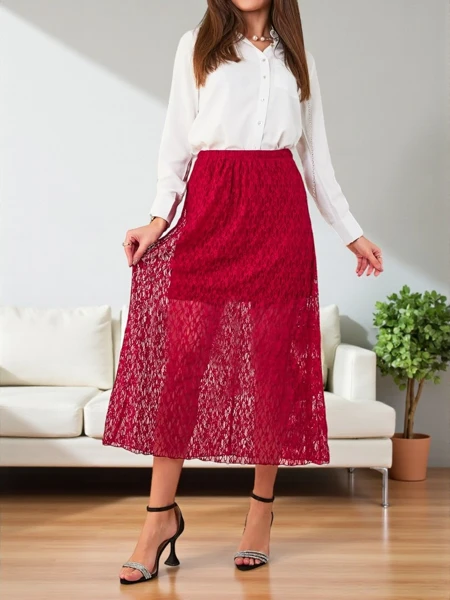 Kráľovská móda Dámska midi sukňa s čipkou