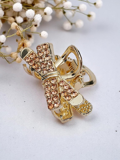 Royalfashion Sponka do vlasov so kamienkami Zlatá sponka