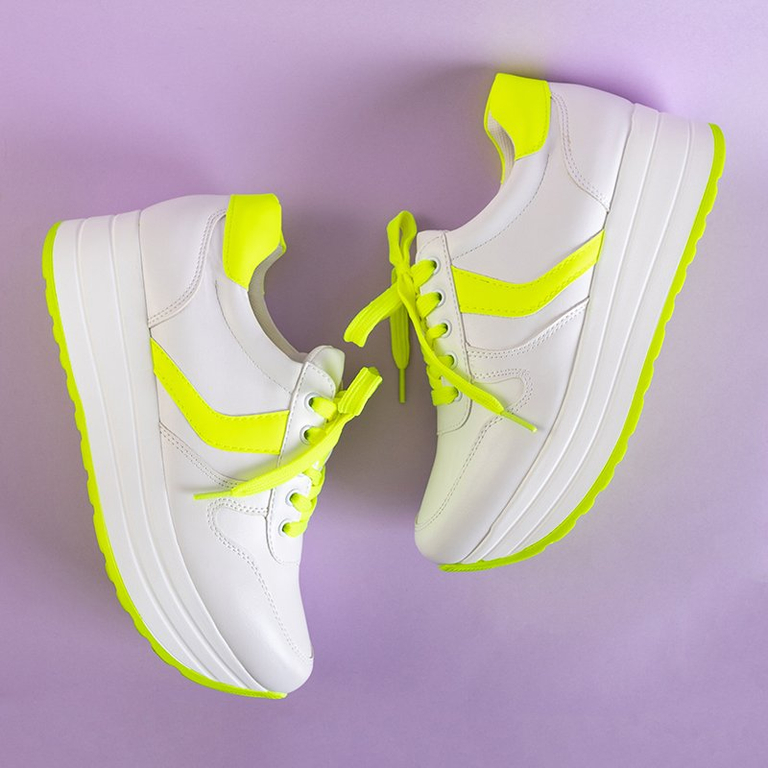 Biele a žlté športové tenisky pre ženy na platforme Dahn - Obuv