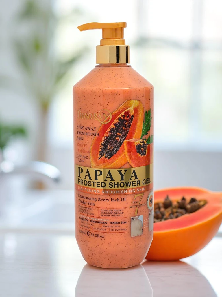 Exfoliačný sprchový gél s papájou – hydratácia a žiarivosť