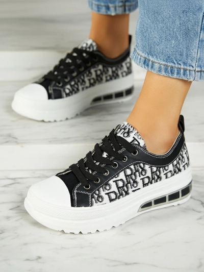 Sneakers Livia v Črno-Beli Barvi s Platformo