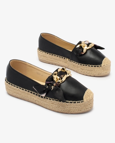 OUTLET Royalfashion Dámske espadrilky s mašľou v čiernej farbe Fanfoss