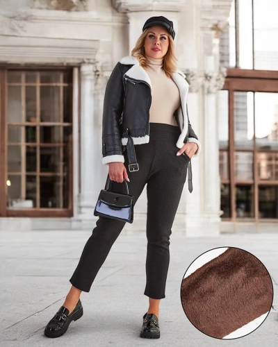 Royalfashion Zateplené dámske tegingové nohavice PLUS SIZE