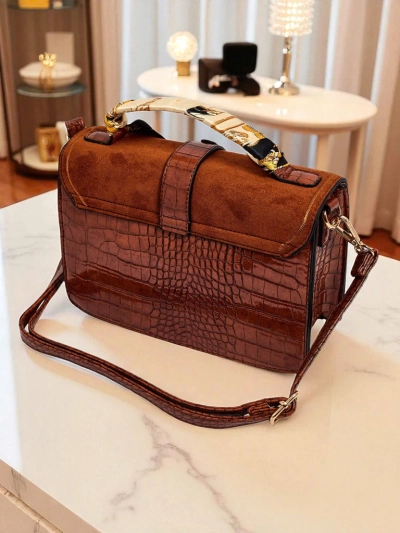 Aurelia Elegante Camel - Mini ženska torbica iz semiša in patenta Venezia Classico