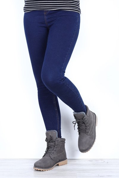 Szare, ocieplane trapery Maggie- Obuwie