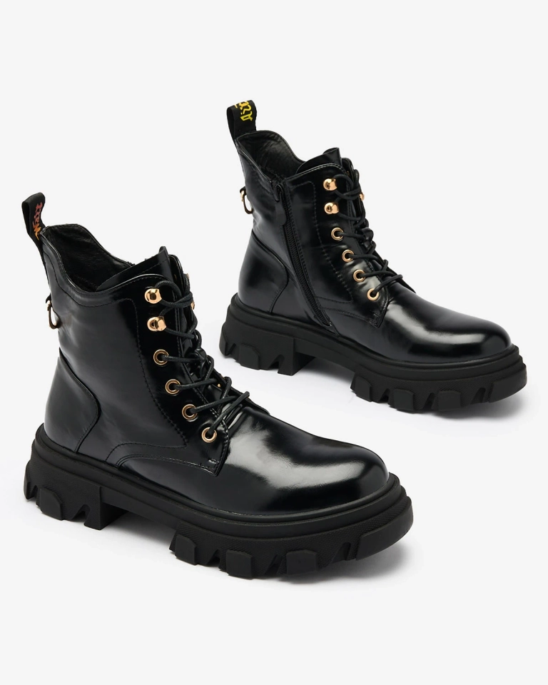 Royalfashion Čierne dámske zateplené traperské čižmy Selori z ekokože