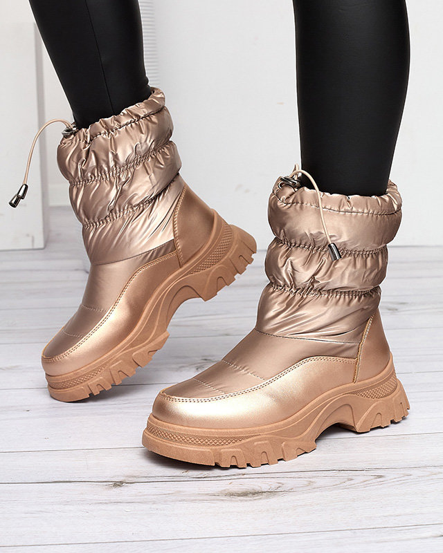 OUTLET Ružovo-zlaté dámske prešívané snehule Dessi - Obuv