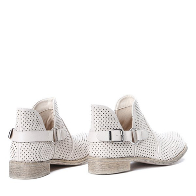 Beżowe sztyblety ażurowe Ellis - Obuwie