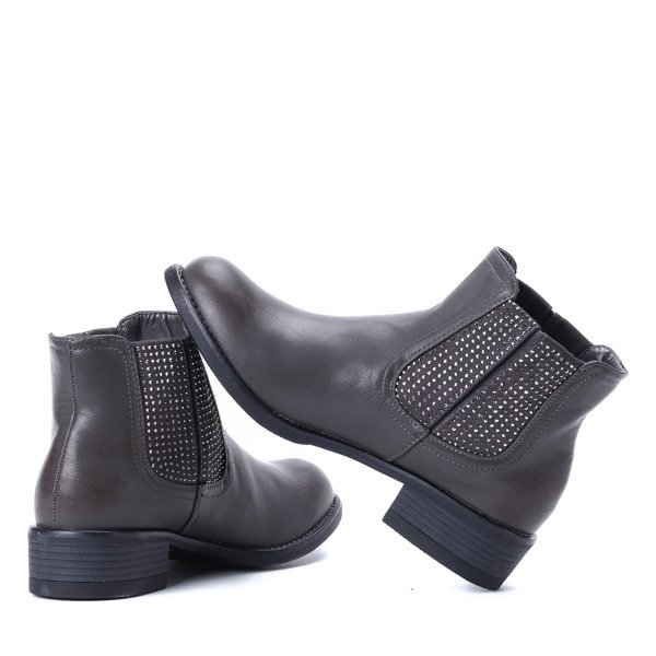 Szare botki z cyrkoniami Ina- Obuwie