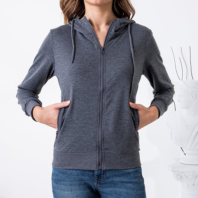 Dámska tmavo šedá mikina na zips - Oblečenie