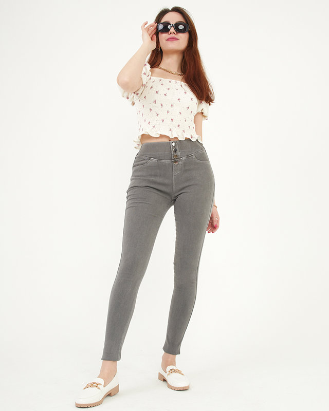 Tmavosivé dámske trenírky s ozdobnými gombíkmi - Oblečenie