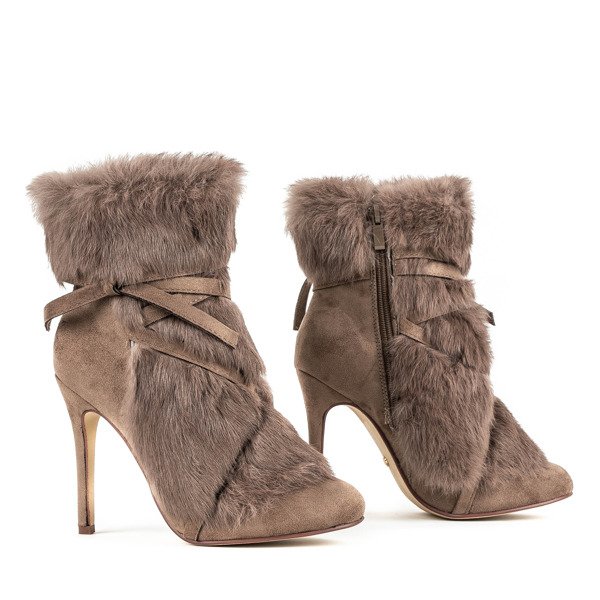 Botki na szpilce w kolorze khaki Pelage - Obuwie