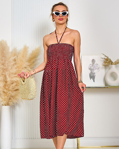 Royalfashion Dámske bodkované šaty po kolená