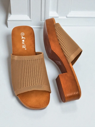Royalfashion Ženski natikači z nizko peto Ribbed Grace
