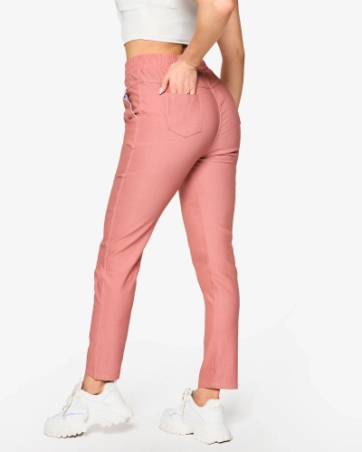 Dámske rovné nohavice v ružovej farbe PLUS SIZE- Oblečenie