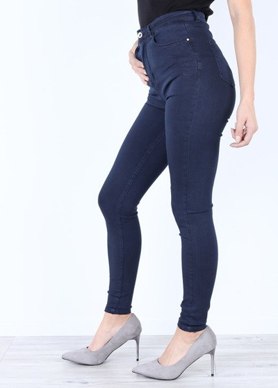 Granatowe spodnie z wysokim stanem- Spodnie 